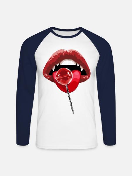 SÜßES ODER SAURES - Unisex Baseballshirt langarm - Weiß/Navy