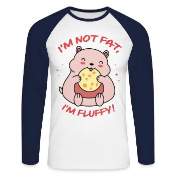 I'm Not Fat Im Fluffy Hamster Lover Hamster Owner - Unisex Baseballshirt langarm - Weiß/Navy - Vorne - Nik (191cm)