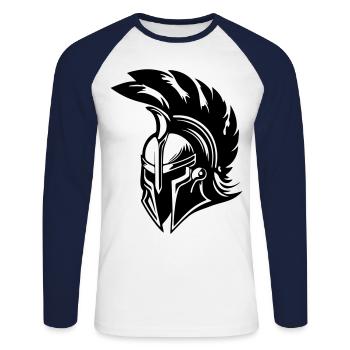 Spartaner Helm Gladiator Symbol - Unisex Baseballshirt langarm - Weiß/Navy - Vorne - Nik (191cm)
