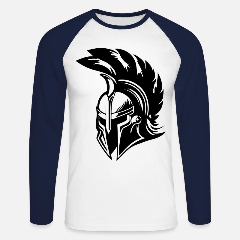 Spartaner Helm Gladiator Symbol - Unisex Baseballshirt langarm - Weiß/Navy