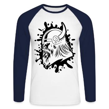 Viking Head Viking Warrior - Unisex Long Sleeve Baseball T-Shirt - white/navy - Front - Nik (191cm)