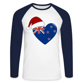 Coeur de Noël drapeau Nouvelle-Zélande - T-shirt baseball manches longues Homme - blanc/marine - Devant - Nik (191cm)