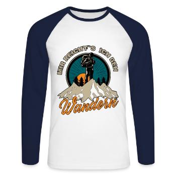 Mir reicht's ich geh wandern - Wander Berge Retro - Unisex Baseballshirt langarm - Weiß/Navy - Vorne - Nik (191cm)