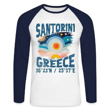 Greece aegean islands - T-shirt baseball manches longues Homme - blanc/marine - Devant - Nik (191cm)