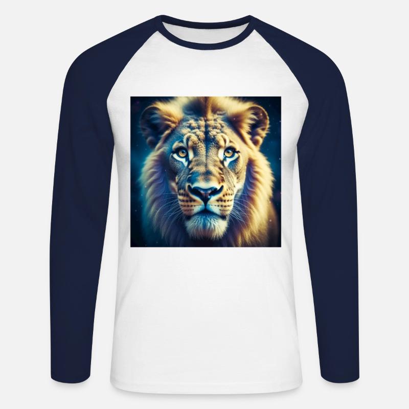 Lion - Unisex Baseballshirt langarm - Weiß/Navy