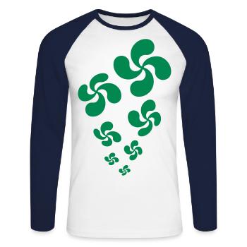 Croix du Pays Basque - T-shirt baseball manches longues Homme - blanc/marine - Devant - Nik (191cm)