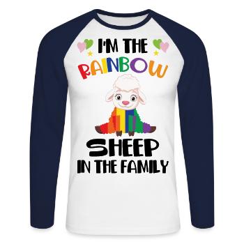 I'm The Rainbow Sheep In The Family Lesbian Love G - Unisex Baseballshirt langarm - Weiß/Navy - Vorne - Nik (191cm)