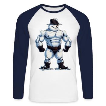 D’accord... un bonhomme de neige bodybuilder... - T-shirt baseball manches longues Homme - blanc/marine - Devant - Nik (191cm)