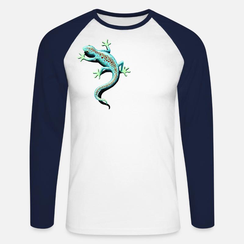 gefleckter Gecko - Unisex Baseballshirt langarm - Weiß/Navy