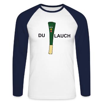 You leek, funny leek / leek - Unisex Long Sleeve Baseball T-Shirt - white/navy - Front - Nik (191cm)