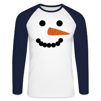 Winter Snowman Apres Ski Hut Magic Snow - Unisex Long Sleeve Baseball T-Shirt - white/navy - Front - Nik (191cm)