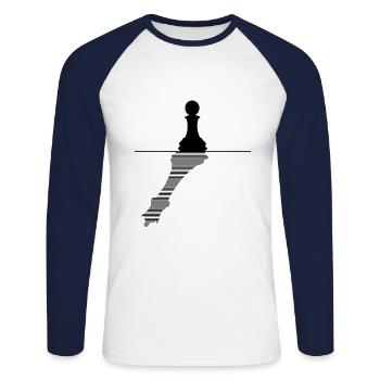 Chess player chess mouth covering funny - Unisex Long Sleeve Baseball T-Shirt - white/navy - Front - Nik (191cm)