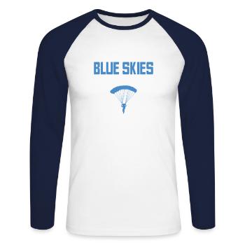 Cadeau pour parachutiste couverture buccale - T-shirt baseball manches longues Homme - blanc/marine - Devant - Nik (191cm)