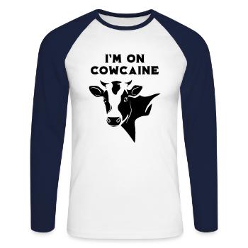 Cadeau pour l'agriculteur couvrant la bouche de l'agriculteur - T-shirt baseball manches longues Homme - blanc/marine - Devant - Nik (191cm)