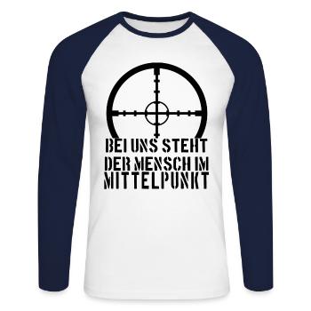 Soldat, Spruch, Lustig, Bundeswehr, Soldaten, - Unisex Baseballshirt langarm - Weiß/Navy - Vorne - Nik (191cm)