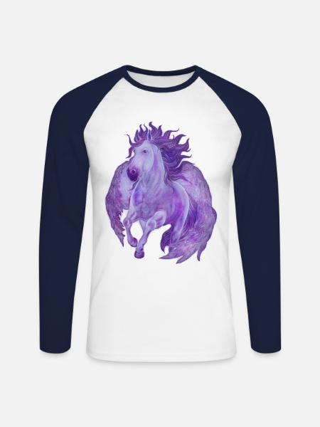 Pegasus - Unisex Long Sleeve Baseball T-Shirt - white/navy
