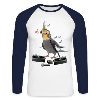Nymphenkakadu - Unisex Baseballshirt langarm - Weiß/Navy - Vorne - Nik (191cm)