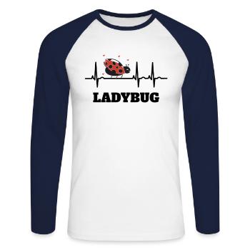 Marienkäfer Marienkäfer EKG Geschenkidee - Unisex Baseballshirt langarm - Weiß/Navy - Vorne - Nik (191cm)