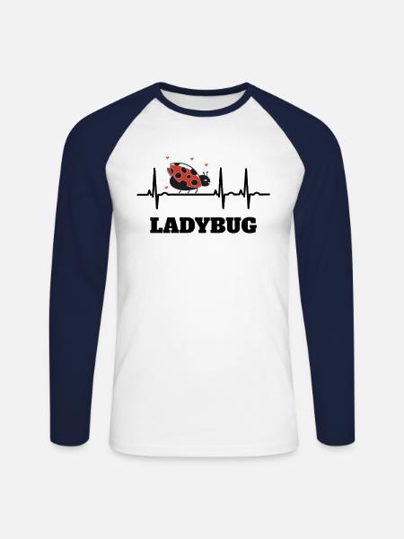 Ladybug Ladybug ECG Gift Idea - Unisex Long Sleeve Baseball T-Shirt - white/navy