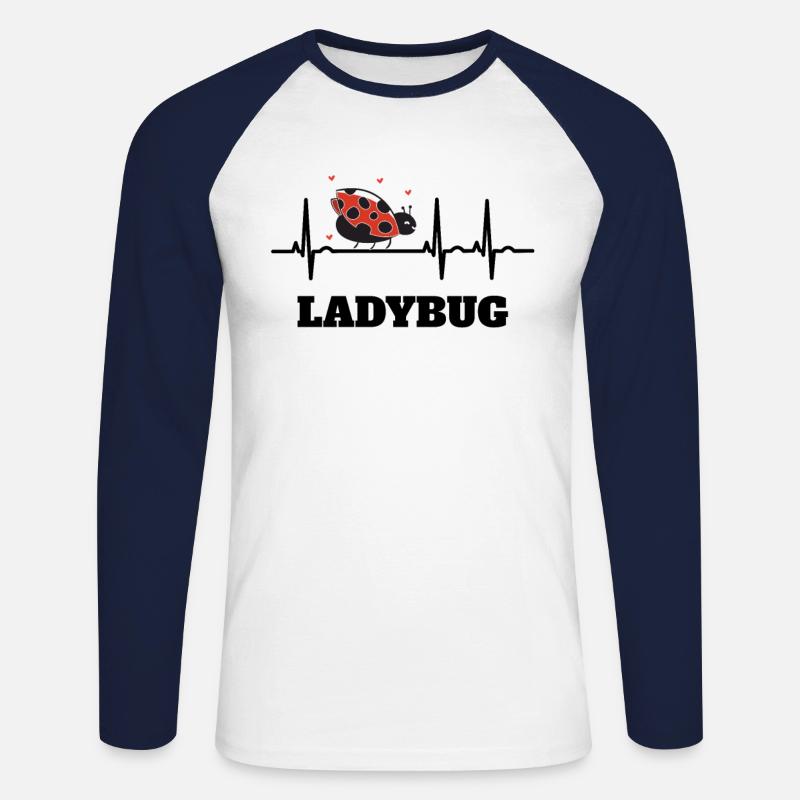 Marienkäfer Marienkäfer EKG Geschenkidee - Unisex Baseballshirt langarm - Weiß/Navy