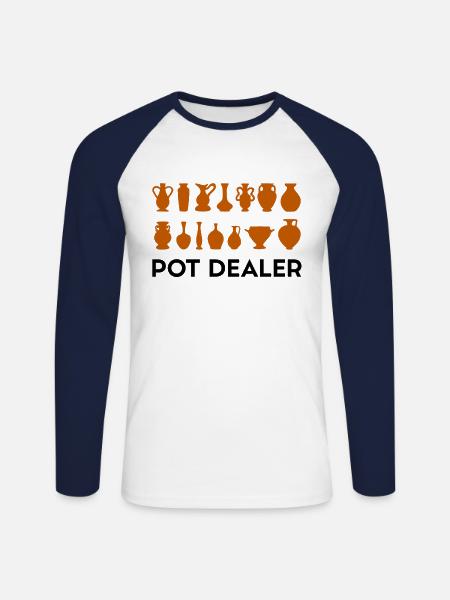 Funny pot ceramic potter - Unisex Long Sleeve Baseball T-Shirt - white/navy