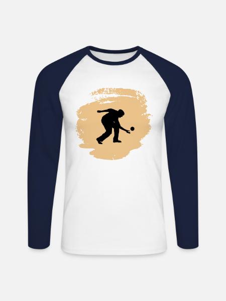 Boule Bocce Boccia-Spieler - Unisex Baseballshirt langarm - Weiß/Navy