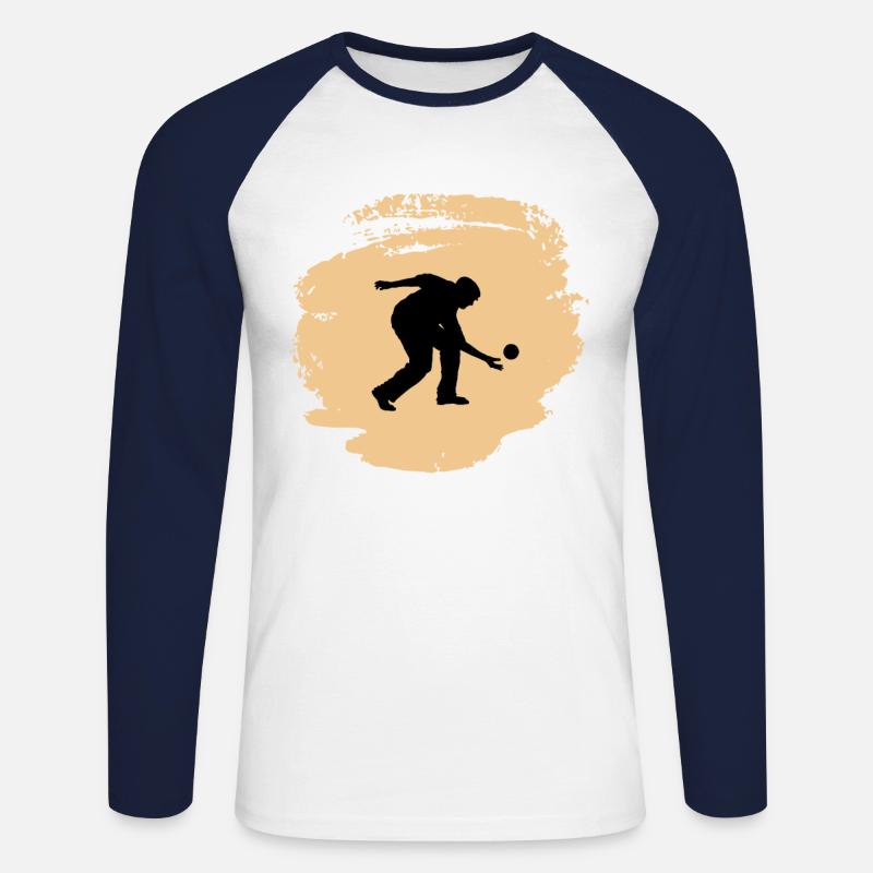 Boule Bocce Boccia-Spieler - Unisex Baseballshirt langarm - Weiß/Navy