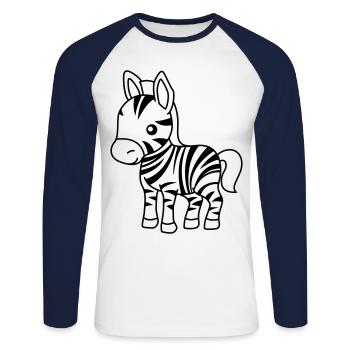 Zebra Comic Animal - Unisex Long Sleeve Baseball T-Shirt - white/navy - Front - Nik (191cm)