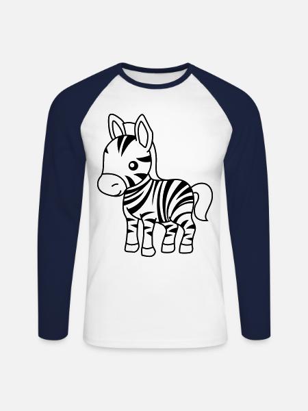Zebra Comic Animal - T-shirt baseball manches longues Homme - blanc/marine