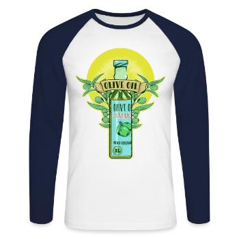 olive oil olive oil - Unisex Long Sleeve Baseball T-Shirt - white/navy - Front - Nik (191cm)