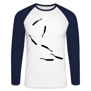 Icône Pan - T-shirt baseball manches longues Homme - blanc/marine - Devant - Nik (191cm)