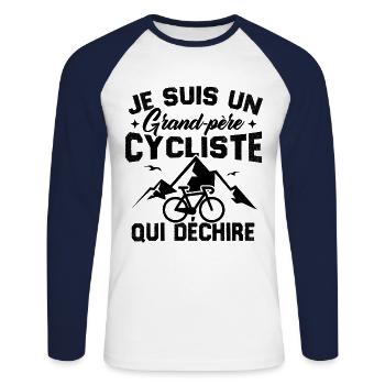 Je suis un Grand-père Cycliste qui déchire - T-shirt baseball manches longues Homme - blanc/marine - Devant - Nik (191cm)