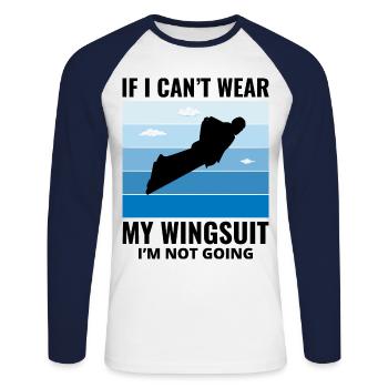Wingsuit fliegen Base Jumping Fallschirmspringen Wingsuiting - Unisex Baseballshirt langarm - Weiß/Navy - Vorne - Nik (191cm)