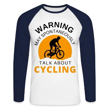 Radfahren - Unisex Baseballshirt langarm - Weiß/Navy - Vorne - Nik (191cm)