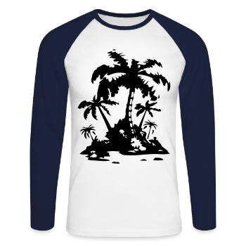 Palm Island Silhouette Symbol - Unisex Long Sleeve Baseball T-Shirt - white/navy - Front - Nik (191cm)