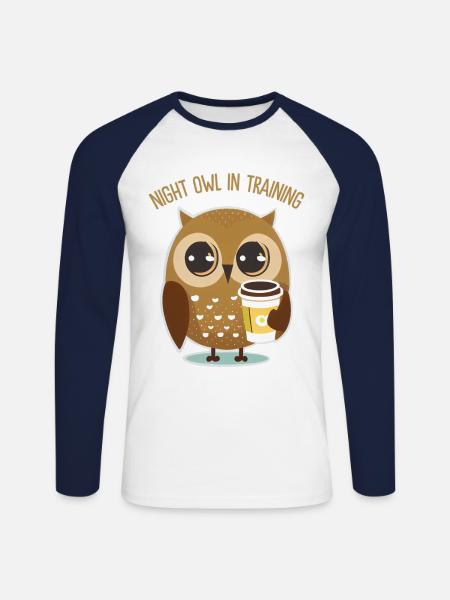 Night Owl in Training - Unisex Long Sleeve Baseball T-Shirt - white/navy