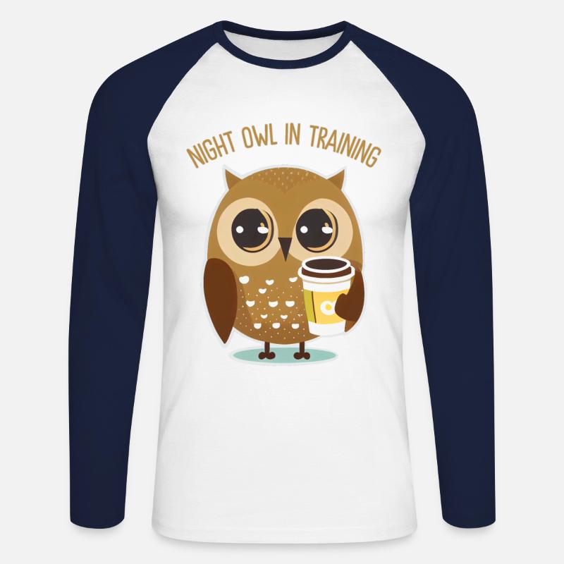 Night Owl in Training - Unisex Long Sleeve Baseball T-Shirt - white/navy
