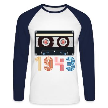 1943 Vintage Jubiläum Retro Limitierte Auflage - Unisex Baseballshirt langarm - Weiß/Navy - Vorne - Nik (191cm)