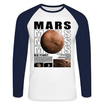 Mars Planet Space Cosmology Astrophysics - Unisex Long Sleeve Baseball T-Shirt - white/navy - Front - Nik (191cm)