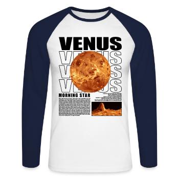 Venus Planet Weltraum Kosmologie Astrophysik - Unisex Baseballshirt langarm - Weiß/Navy - Vorne - Nik (191cm)