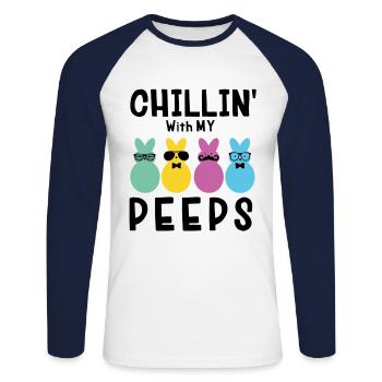Easter holiday Easter bunny chilling gift - Unisex Long Sleeve Baseball T-Shirt - white/navy - Front - Nik (191cm)