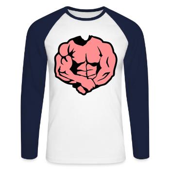 body bodybuilding athlete muscle Muscle - Unisex Long Sleeve Baseball T-Shirt - white/navy - Front - Nik (191cm)