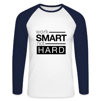 Work hard work, work smart - Unisex Long Sleeve Baseball T-Shirt - white/navy - Front - Nik (191cm)