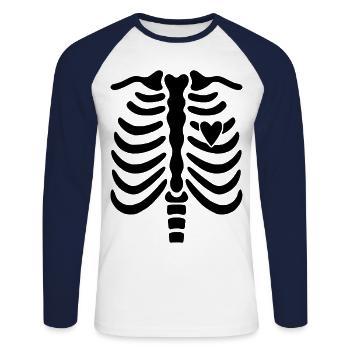 Skeleton with heart - Unisex Long Sleeve Baseball T-Shirt - white/navy - Front - Nik (191cm)