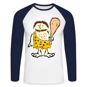 Caveman With Club - Unisex Long Sleeve Baseball T-Shirt - white/navy - Front - Nik (191cm)