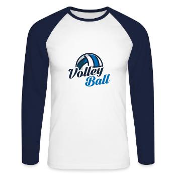 Volley-ball volley-ball volley-ball set équipe - T-shirt baseball manches longues Homme - blanc/marine - Devant - Nik (191cm)