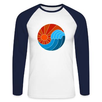 Surfing wave - Unisex Long Sleeve Baseball T-Shirt - white/navy - Front - Nik (191cm)