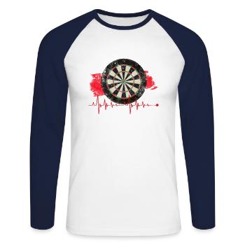 dart dart heartbeat pulse - Unisex Long Sleeve Baseball T-Shirt - white/navy - Front - Nik (191cm)