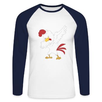 Dabbing chicken farmer farmer - Unisex Long Sleeve Baseball T-Shirt - white/navy - Front - Nik (191cm)