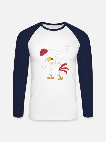 Dabbing chicken farmer farmer - Unisex Long Sleeve Baseball T-Shirt - white/navy